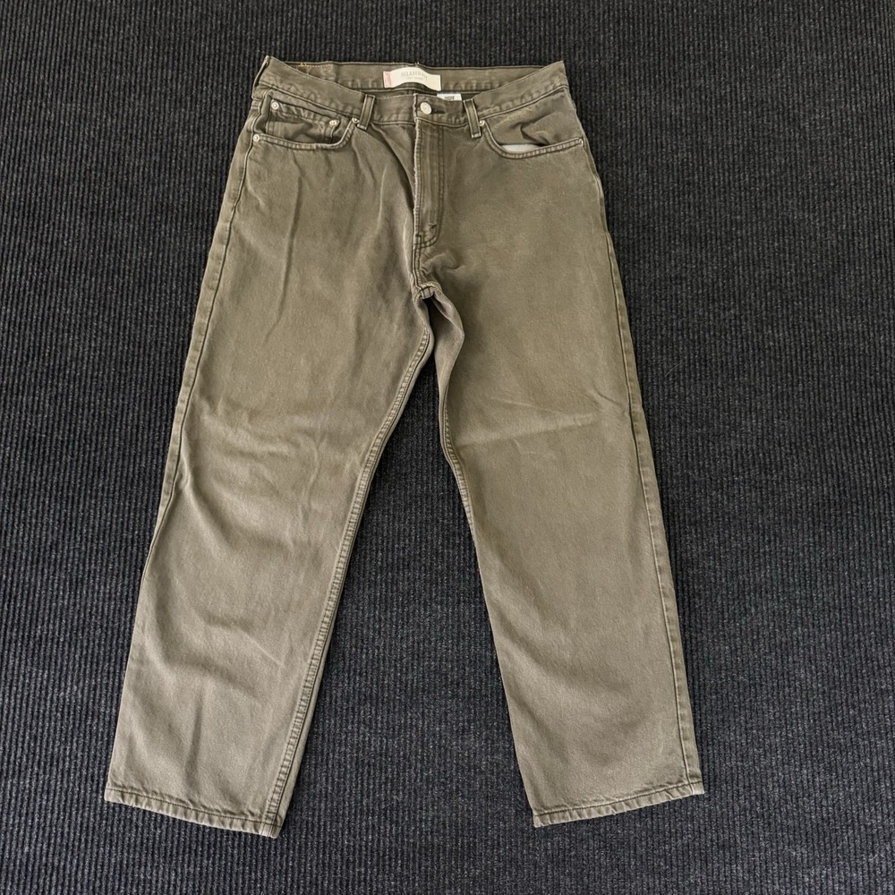 Levi's 550 Relaxed Fit Olive Green Denim Jeans Mens 34x29